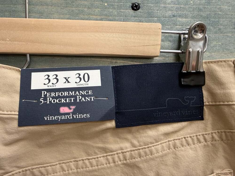 Vineyard Vines Performance 5-Pocket Pant Size 33x30 Sand Tan Canvas New